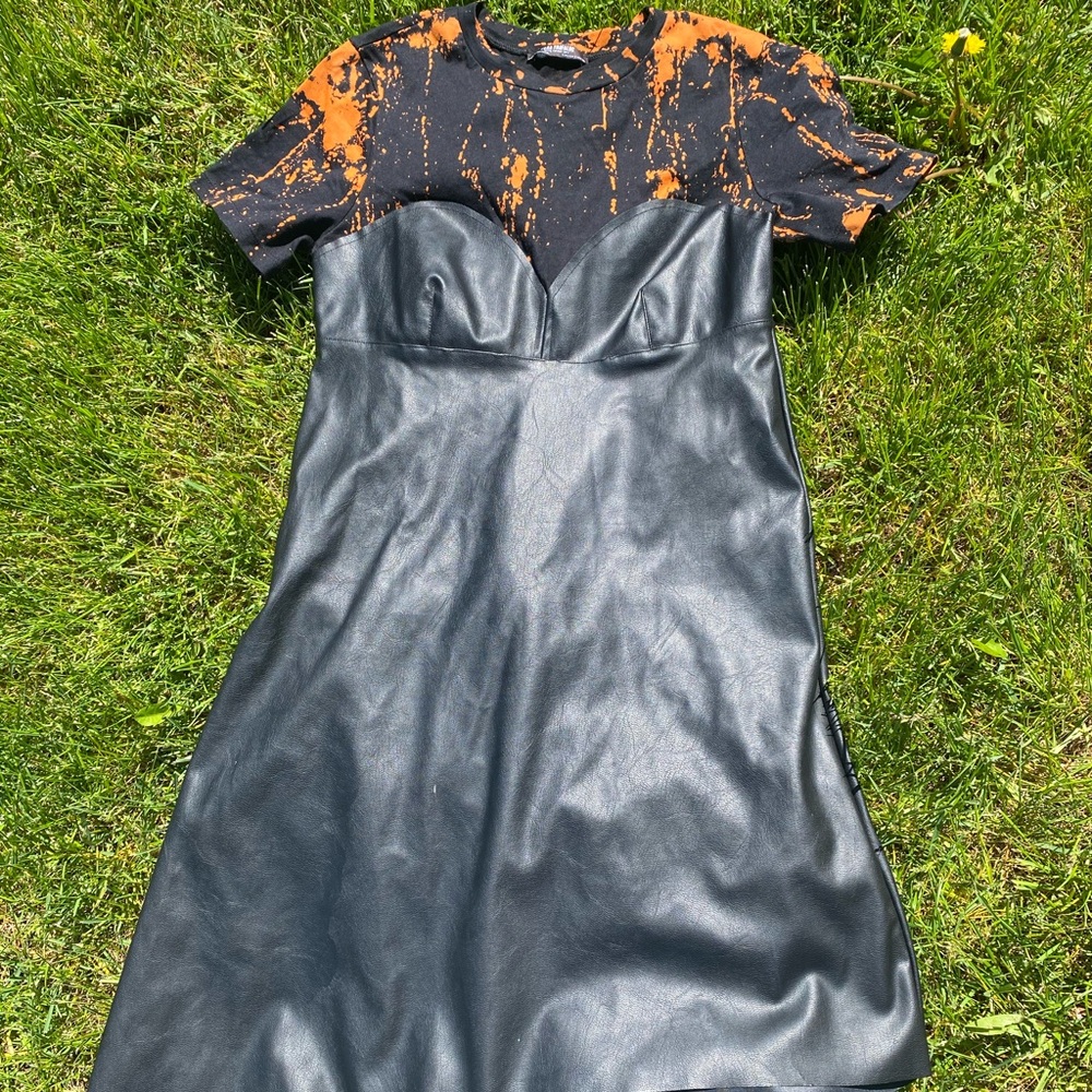 Zara Faux Leather Assymetrical Party Dress Black